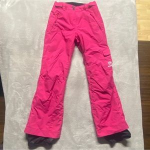 Rossignol Pink Ski Snow Pants Adjustable Velcro sides & snap zip front Youth 12